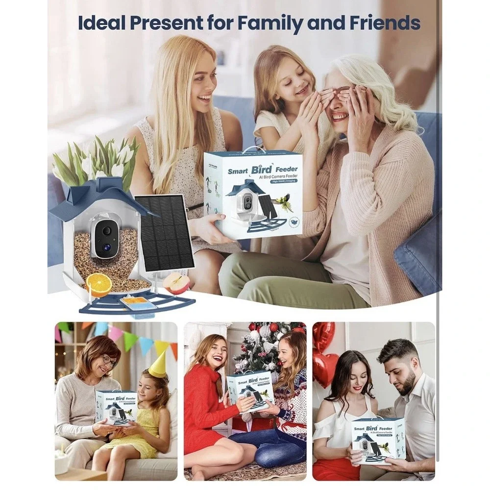 Smart AI Bird Feeder Camera WiFi Auto‎ Bird Identification Outdoor Feeder